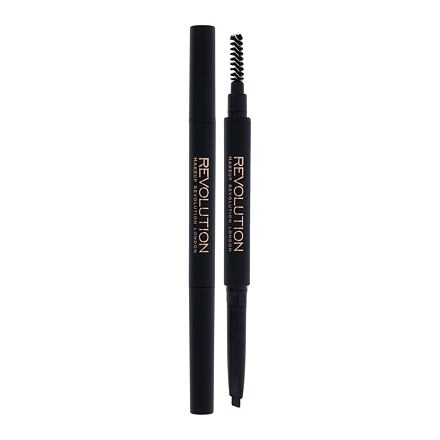 Makeup Revolution London Duo Brow Definer precizní tužka na obočí s kartáčkem 0.15 g odstín brown