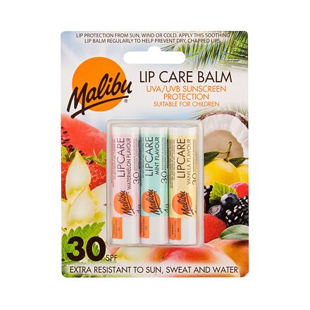 Malibu Lip Care SPF30 : balzám na rty Watermelon 4 g + balzám na rty 4 g Mint + balzám na rty 4 g Vanilla