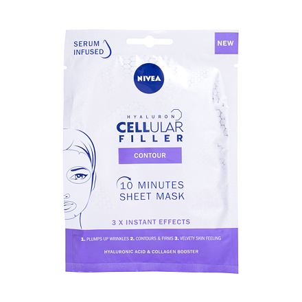 Nivea Hyaluron Cellular Filler 10 Minutes Sheet Mask plátýnková maska pro vyplnění vrásek a zpevnění kontur pro ženy