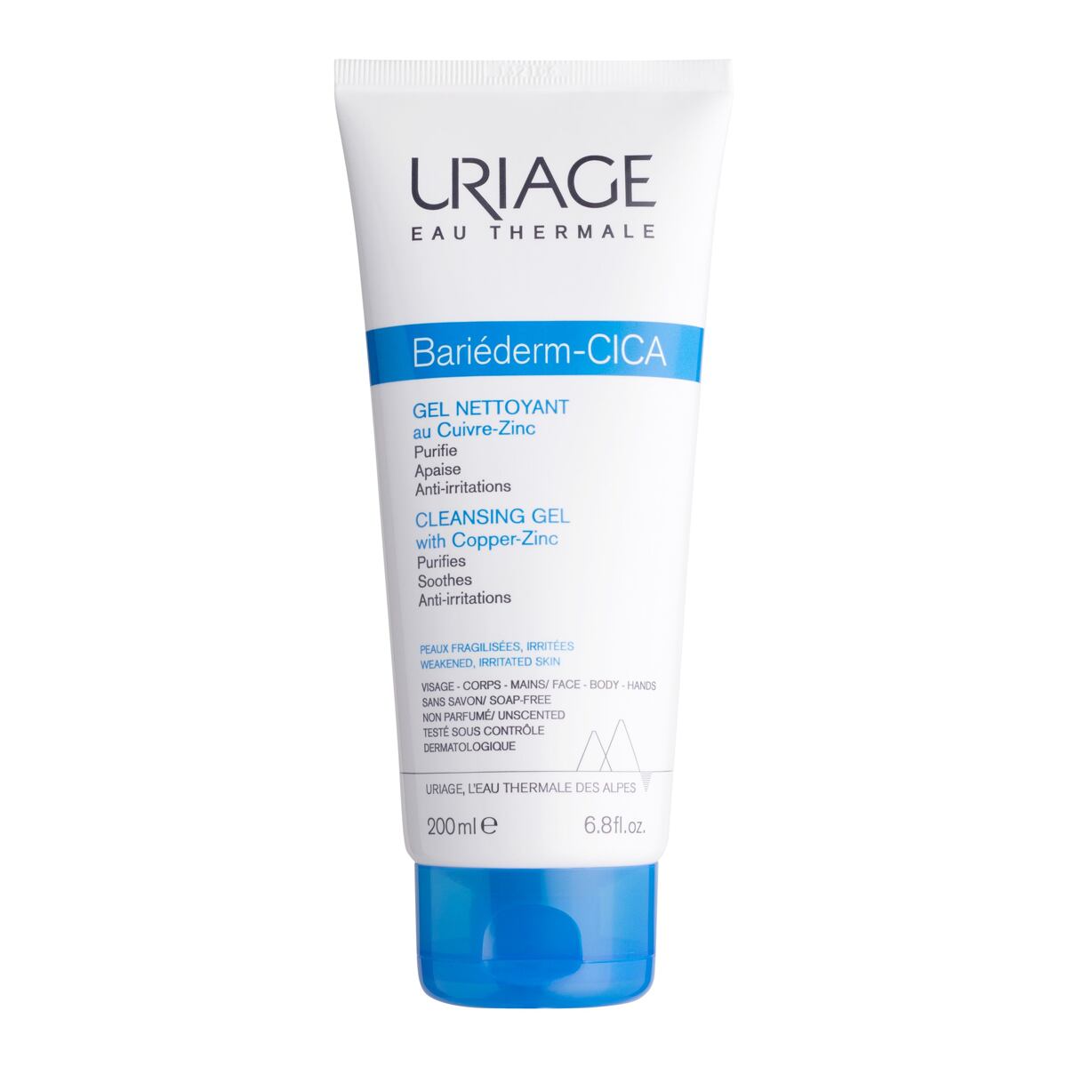 Uriage Bariéderm CICA Cleansing Gel antibakteriální a zklidňující čisticí gel na citlivou pokožku těla i obličeje 200 ml 200 ml unisex
