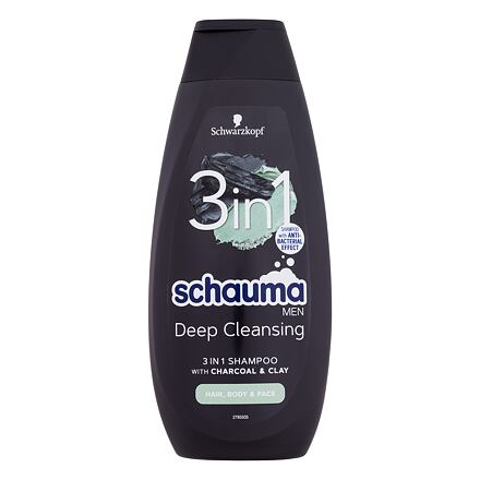 Schwarzkopf Schauma Men Deep Cleansing 3in1 víceúčelový šampon s aktivním uhlím a jílem 400 ml pro muže