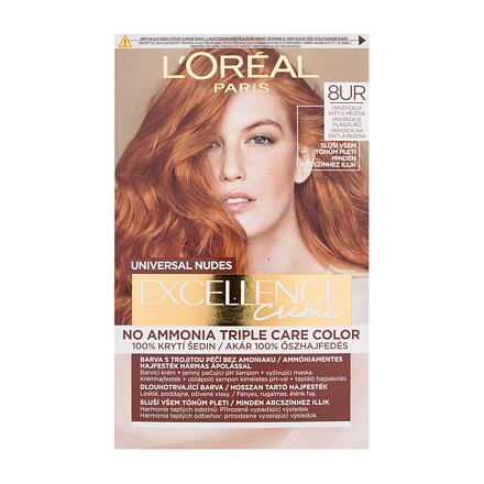 L'Oréal Paris Excellence Creme Triple Protection barva na vlasy na barvené vlasy na všechny typy vlasů 48 ml odstín 8UR Universal Light Copper pro ženy