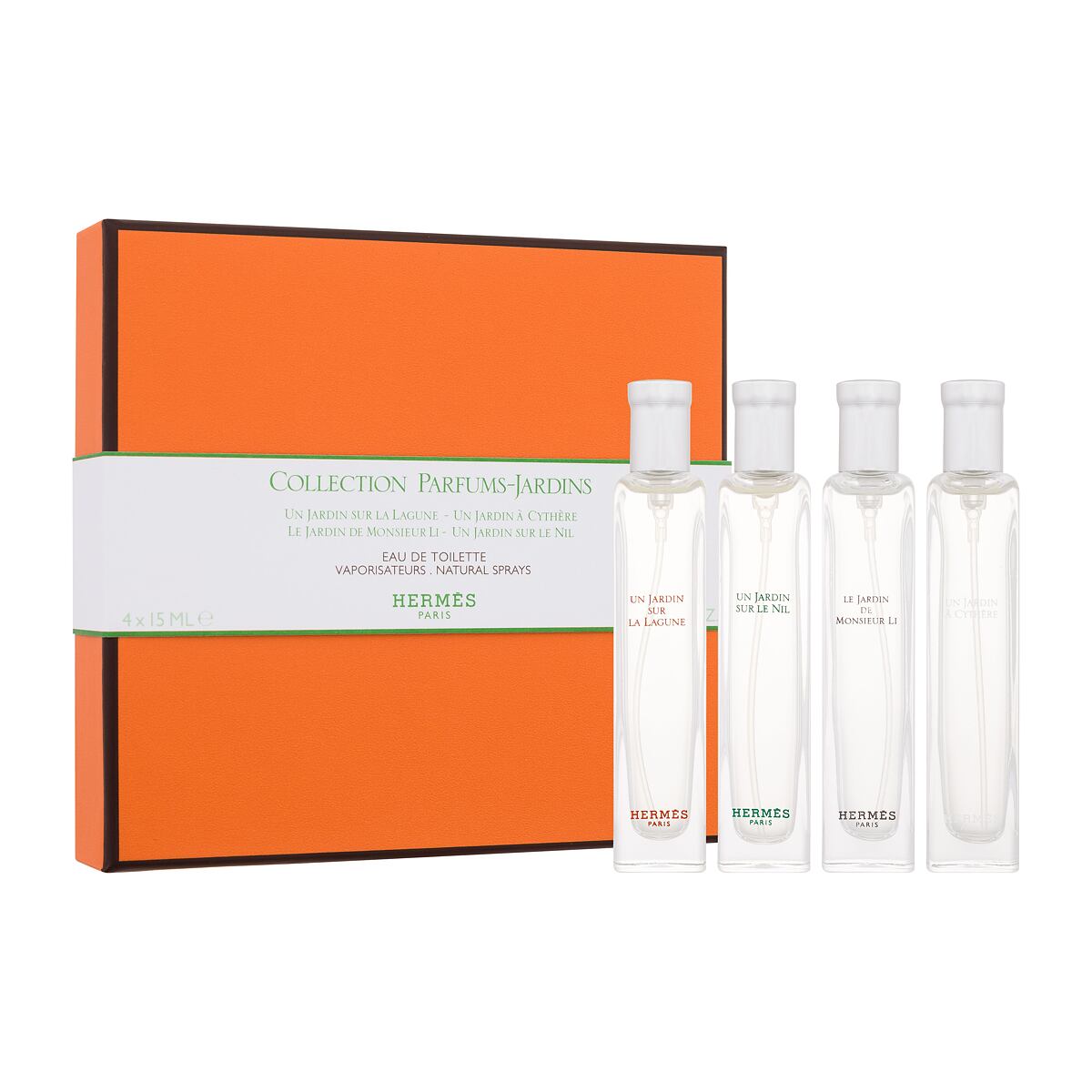 Hermes Un Jardin Collection dárková sada toaletní voda Un Jardin Sur Le Nil 15 ml + toaletní voda Le Jardin de Monsieur Li 15 ml + toaletní voda Un Jardin a Cythere 15 ml + toaletní voda Un Jardin Sur La Lagune 15 ml unisex
