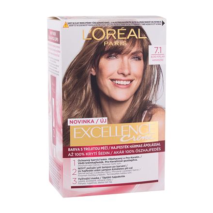 L'Oréal Paris Excellence Creme Triple Protection barva na vlasy na všechny typy vlasů 48 ml odstín 7,1 Natural Ash Blonde pro ženy