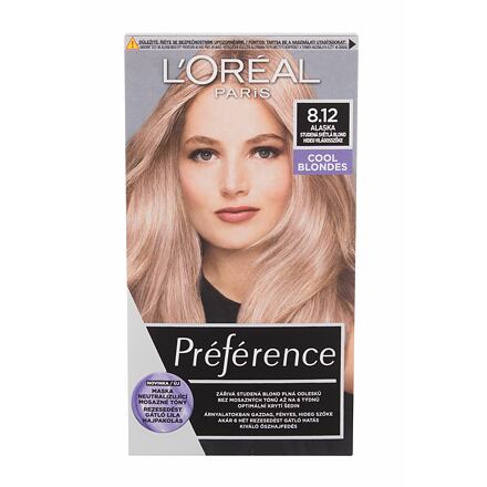 L'Oréal Paris Préférence Cool Blondes permanentní barva na vlasy 60 ml odstín 8.12 Alaska pro ženy