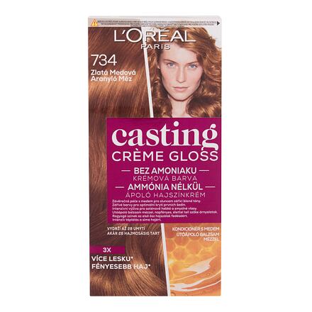 L'Oréal Paris Casting Creme Gloss barva na vlasy na barvené vlasy na všechny typy vlasů 48 ml odstín 734 Golden Honey pro ženy