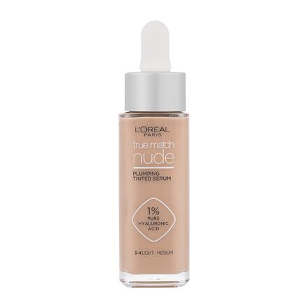 L'Oréal Paris True Match Nude Plumping Tinted Serum tónující sérum s 1% kyseliny hyaluronové 30 ml odstín 3-4 Light-Medium
