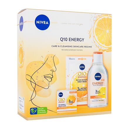 Nivea Q10 Energy Gift Set : denní pleťový krém Q10 Energy 50 ml + micelární voda Q10 Energy 400 ml + pleťová textilní maska Q10 Energy 1 ks pro ženy
