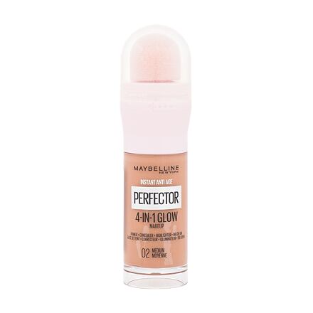Maybelline Instant Anti-Age Perfector 4-In-1 Glow rozjasňující tekutý make-up s houbičkou 20 ml 02 Medium