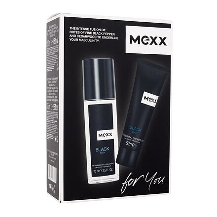 Mexx Black : deodorant 75 ml + sprchový gel 50 ml pro muže