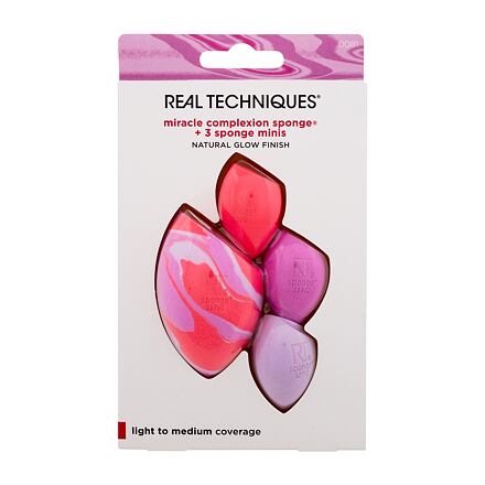 Real Techniques Miracle Complexion Sponge růžová : houbička na make-up Miracle Complexion Sponge 1 ks + mini houbička Miracle Complexion Sponge 3 ks