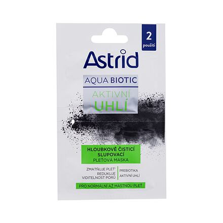 Astrid Aqua Biotic Active Charcoal Cleansing Mask hloubkově čisticí maska s aktivním uhlím 2x8 ml pro ženy