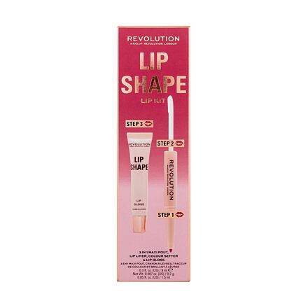 Makeup Revolution London Lip Shape odstín Rose Pink : lesk na rty Lip Shape Lip Gloss 9 ml + konturovací tužka a fixátor rtěnky 2 In 1 Lip Liner & Colour Setter 1,7 ml