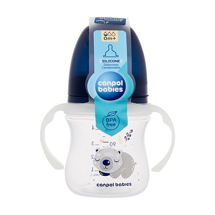 Canpol babies Sleepy Koala Easy Start Anti-Colic Bottle Blue 0m+ antikoliková kojenecká lahev se svítícími úchyty 120 ml