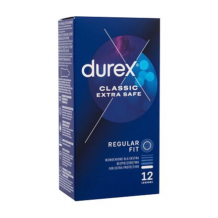 Durex Classic Extra Safe silnější kondomy se silikonovým lubrikačním gelem 12 ks