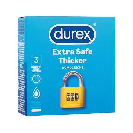 Durex Extra Safe Thicker silnější kondomy se silikonovým lubrikačním gelem 3 ks