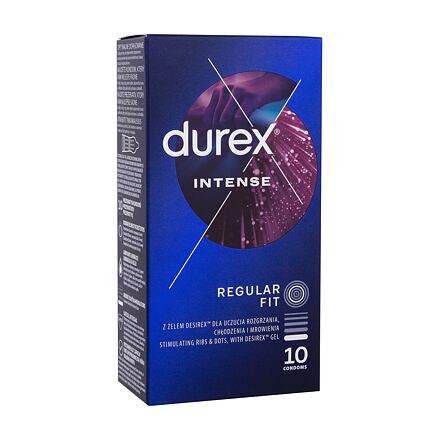 Durex Intense vroubkované kondomy se stimulujícími výstupky a gelem desirex 10 ks