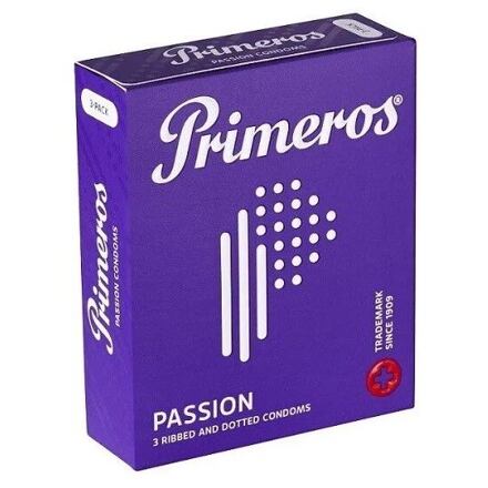 Primeros Passion vroubkované kondomy s vůní kokosu 3 ks