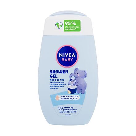 Nivea Baby Head To Toe Shower Gel jemný sprchový gel na tělo a vlasy 200 ml pro děti