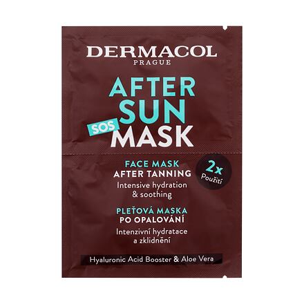 Dermacol After Sun SOS Mask hydratační a zklidňující pleťová maska po opalování 2x8 ml
