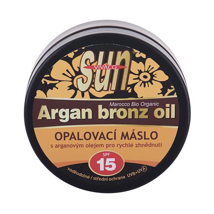 Vivaco Sun Argan Bronz Oil Suntan Butter SPF15 opalovací máslo s arganovým olejem pro rychlé zhnědnutí 200 ml