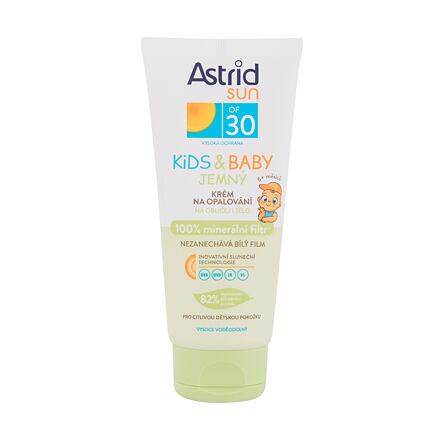 Astrid Sun Kids & Baby Soft Face and Body Cream SPF30 voděodolný opalovací krém s minerálním filtrem pro děti a kojence 100 ml