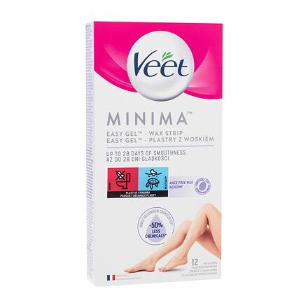 Veet Minima Easy-Gel™ Wax Strips Legs & Body depilační pásky na tělo a nohy se sníženým obsahem chemických látek 12 ks