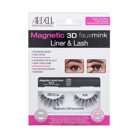 Ardell Magnetic 3D Faux Mink 858 odstín Black : umělé řasy Magnetic 3D Fauxmink 858 1 ks + magnetická tekutá gelová linka Magnetic Liquid Liner 2,5 g Black