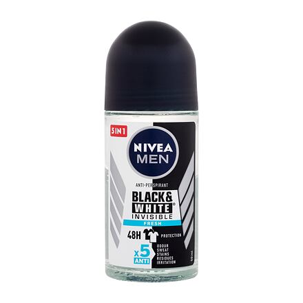 Nivea Men Invisible For Black & White Fresh 48h deodorant nezanechávající skvrny na oblečení 50 ml pro muže
