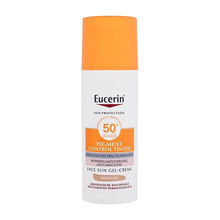 Eucerin Sun Protection Pigment Control Tinted Gel-Cream SPF50+ opalovací a tónující gelový krém proti pigmentovým skvrnám 50 ml odstín medium pro ženy
