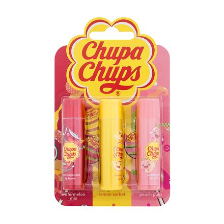 Chupa Chups Lip Balm Trio : balzám na rty 4 g Watermelon + balzám na rty 4 g Peach Pulp + balzám na rty 4 g Lemon Sorbet