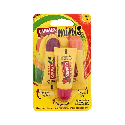 Carmex Minis : balzám na rty Cherry 5 g + balzám na rty Strawberry 5 g + balzám na rty Pineapple 5 g
