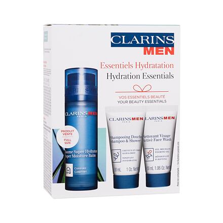 Clarins Men Hydration Essentials : pleťový balzám Men Super Moisture Balm 50 ml + šampon Men Shampoo & Shower 30 ml + čisticí gel Men Active Face Wash 30 ml + oční sérum Double Serum Eye 0,9 ml pro muže