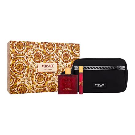 Versace Eros Flame dárková sada parfémovaná voda 100 ml + parfémovaná voda 10 ml + kosmetická taštička pre mužov