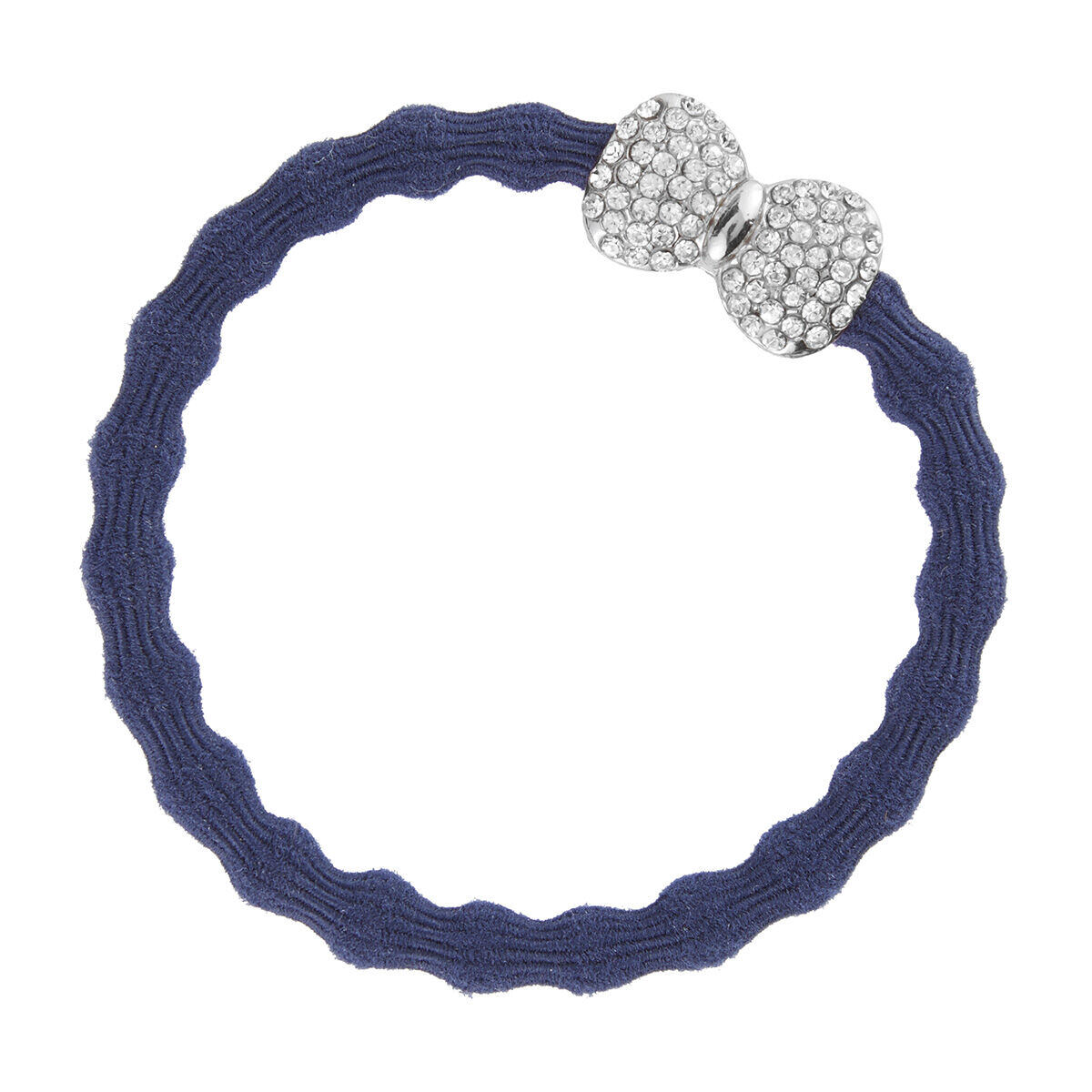 By Eloise London Silver Bling Diamanté Bow Navy Blue náramek / gumička do vlasů 1 ks odstín navy blue pre ženy