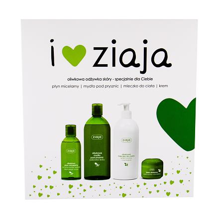 Ziaja Natural Olive sada sprchový gel 500 ml + tělové mléko 400 ml + denní pleťová péče 50 ml + micelární voda 200 ml pro ženy