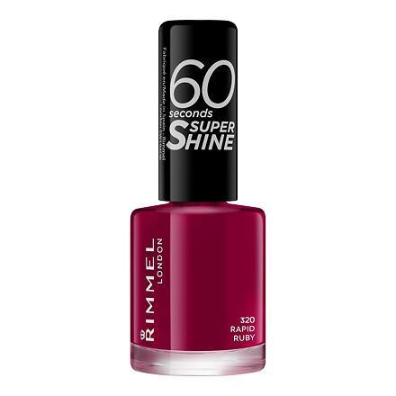 Rimmel London 60 Seconds Super Shine rychleschnoucí lak na nehty 8 ml odstín 320 Rapid Ruby