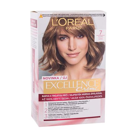 L'Oréal Paris Excellence Creme Triple Protection barva na vlasy na všechny typy vlasů 48 ml odstín 7 Natural Blonde pro ženy