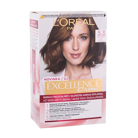 L'Oréal Paris Excellence Creme Triple Protection barva na vlasy na barvené vlasy na všechny typy vlasů 48 ml odstín 5,3 Natural Light Golden Brown pro ženy
