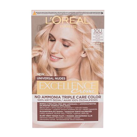 L'Oréal Paris Excellence Creme Triple Protection No Ammonia barva na vlasy na blond vlasy na všechny typy vlasů 48 ml odstín 10U Lightest Blond pro ženy