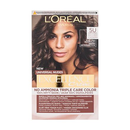 L'Oréal Paris Excellence Creme Triple Protection barva na vlasy na barvené vlasy na všechny typy vlasů 48 ml odstín 5U Light Brown pro ženy