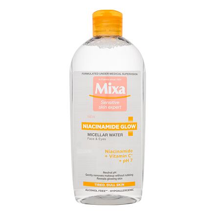 Mixa Niacinamide Glow Micellar Water hydratační a rozjasňující micelární voda pro unavenou pleť 400 ml pro ženy
