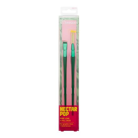Real Techniques Nectar Pop Fine Line + Fill Duo zelená : kartáček na řasy Spoolie RT 077 1 ks + kosmetický štětec Smudge Liner RT 073 1 ks