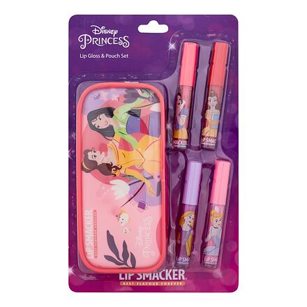Lip Smacker Disney Princess Lip Gloss & Pouch Set odstín růžová : lesk na rty 4 x 6 ml + kosmetická taštička