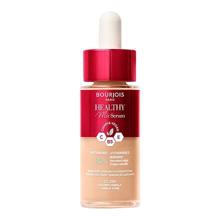 BOURJOIS Paris Healthy Mix Clean & Vegan Serum Foundation rozjasňující tekutý make-up 30 ml odstín 51.2w golden vanilla