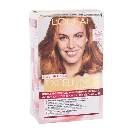 L'Oréal Paris Excellence Creme Triple Protection barva na vlasy 48 ml odstín 7,43 Dark Copper Gold Blonde pro ženy