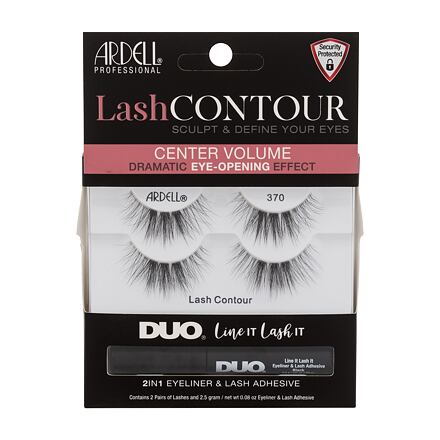 Ardell Lash Contour 370 odstín Black : umělé řasy Lash Contour 370 2 páry + lepidlo na řasy a oční linka Duo Line It Lash It 2in1 Eyeliner & Lash Adhesive 2,5 g