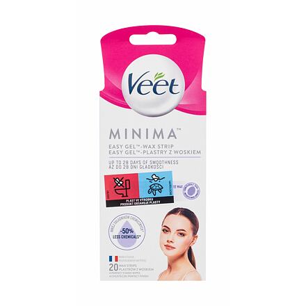 Veet Minima Easy-Gel™ Wax Strips Face depilační pásky na obličej se sníženým obsahem chemických látek 20 ks