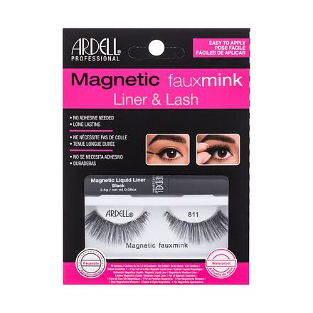 Ardell Magnetic Faux Mink 811 odstín Black : umělé řasy Magnetic Faux Mink 811 1 ks + magnetická tekutá gelová linka Magnetic Liquid Liner 2,5 g Black