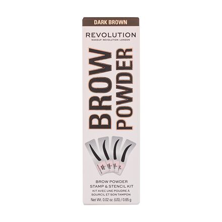 Makeup Revolution London Brow Powder Stamp & Stencil pudr na obočí se šablonami 0.65 g odstín dark brown